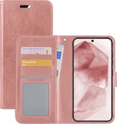 Hoes Geschikt voor Samsung A55 Hoesje Book Case Hoes Flip Cover Wallet Bookcase - Rosé goud