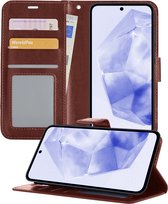 Hoesje Geschikt voor Samsung A35 Hoesje Book Case Hoes Portemonnee Cover Walletcase - Hoes Geschikt voor Samsung Galaxy A35 5G Hoes Bookcase Hoesje - Bruin