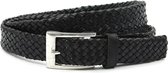 Thimbly Belts Ceinture tressée en Jeans noir - ceinture pour hommes et femmes - 3,5 cm de large - Zwart - Cuir véritable - Tour de taille : 105 cm - Longueur totale de la ceinture : 120 cm