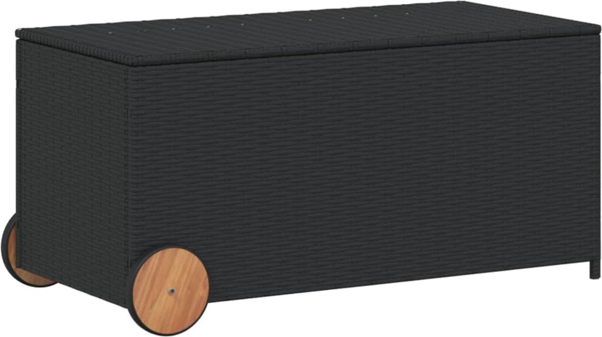 vidaXL - Tuinbox - met - wielen - 190 - L - poly - rattan - zwart