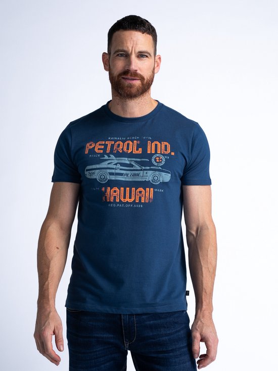 Petrol Industries - Heren Artwork T-shirt Stroll - Blauw - Maat XL