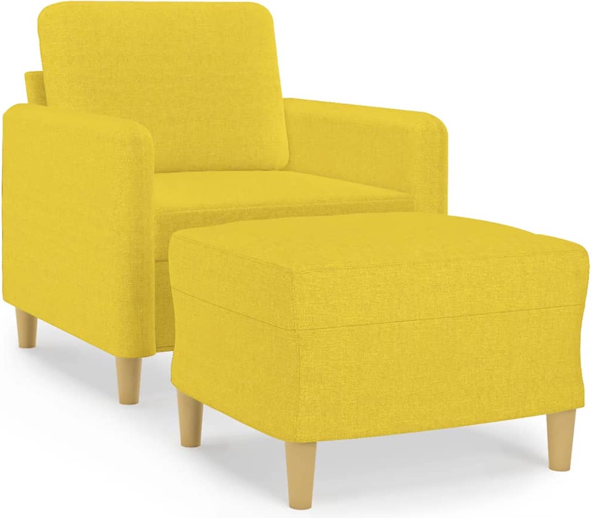 vidaXL Fauteuil - met - voetenbank - 60 - cm - stof - lichtgeel