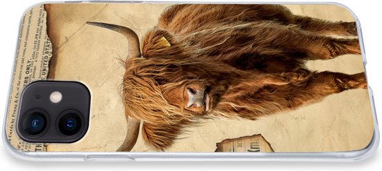 Coque iPhone 12 - Scottish Highlander - Rétro - Journal - Siliconen