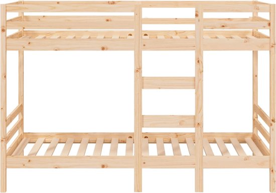 Moimhear Stapelbed 90x200cm met veiligheidsopslagladder, bedframe van massief grenenhout voor kinderen en tieners (houtkleur wit
