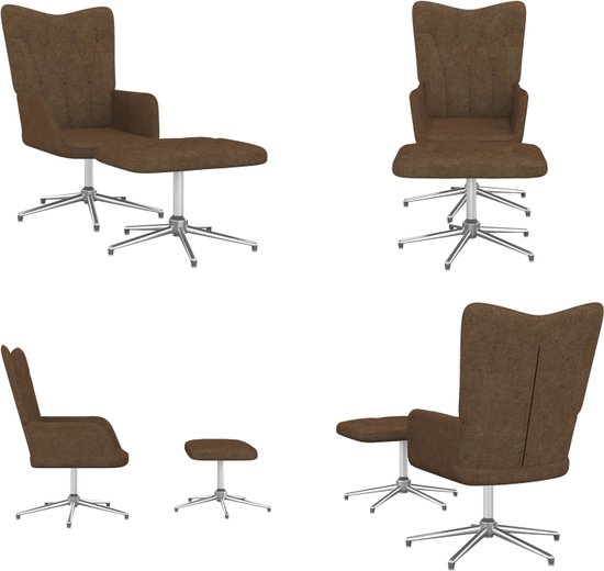 vidaXL Relaxstoel met voetenbank stof bruin - Relaxstoel Met Voetenbank - Relaxstoelen Met Voetenbanken - Zetel Met Voetenbankje - Zetels Met Voetenbankjes