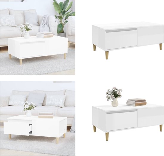 vidaXL Salontafel Hoogglans Wit Woonkamertafel Tafel Salontafels Tafels Meubel