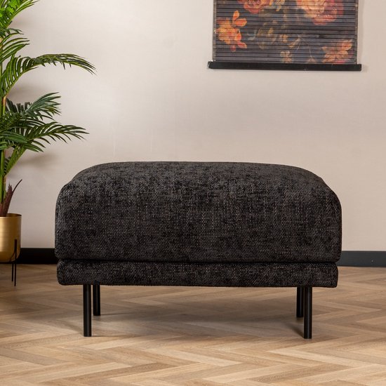 Bronx71® Hocker Denver tissu chenille noir