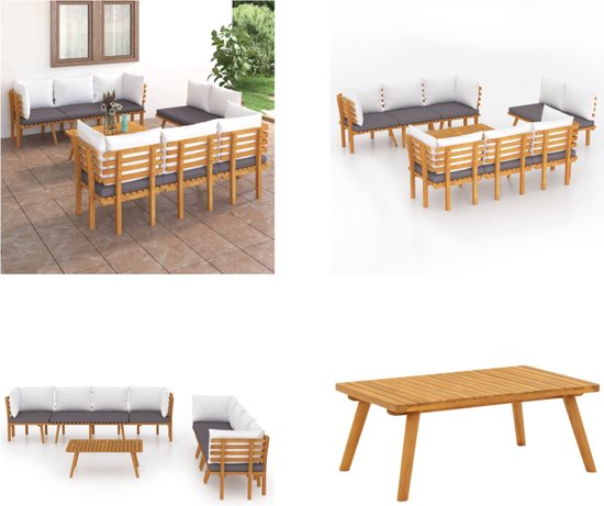vidaXL 4-delige Loungeset met crèmekleurige kussens massief grenenhout