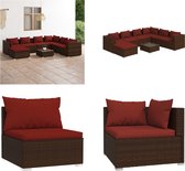 vidaXL 8-delige Loungeset met kussens poly rattan bruin - Loungeset - Loungesets - Tuinset - Rattan Loungeset