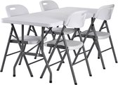 GreenBlue - Table rectangulaire avec 4 x chaises de jardin - 180 x 74 x 74 cm - Plastique - Blanc