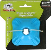 Jolly Pets Jolly Flex-n-chew Squarble – Vierkant stuiterend hondenspeeltje – Uitstekend geschikt om traktaties in te stoppen – Kauwbestendig – Masseert het tandvlees – Blauw – Rubber - Medium