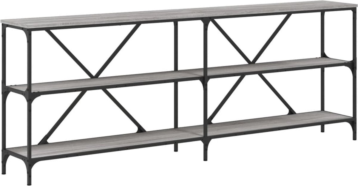 vidaXL Wandtafel - 200x30x75 - cm - bewerkt - hout - en - ijzer - grijs - sonoma - eiken Grijs sonoma