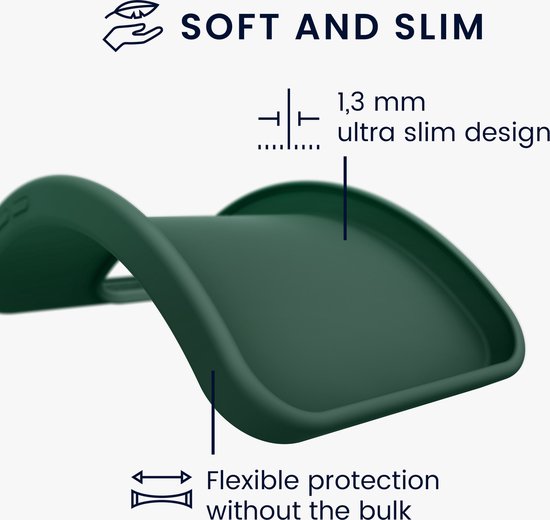 Een flexibele, ultradunne groene telefoonhoes van 1,3 mm.