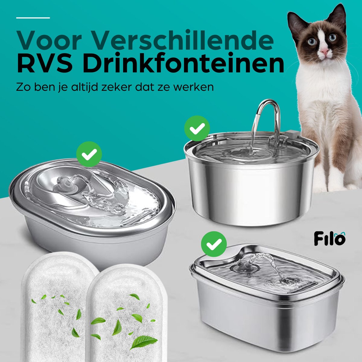 Filters Drinkfontein voor vrolijke huisdieren