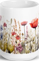 Wild Flowers Fantasy - Koffie & Thee Mok 443 ml| koffiemok cadeau| | Theemok cadeau| Mok cadeau| Koffie Beker| Thee Beker| Koffie Kop| Thee Kop| Wilde bloem Mok| Bloemen Mok| Vintage Mok|