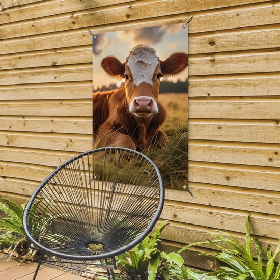 Affiche de jardin vache - Animaux de Décoration de jardin - 60x90 cm - Décoration murale pour l'extérieur - Décoration de clôture - Affiche extérieure vaches - Toile de clôture - Toiles de jardin - Toile de Jardin - Affiche de balcon