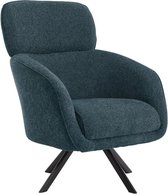 PASCAL MORABITO Draaibare fauteuil van gechineerde blauwe stof LACONA van Pascal Morabito L 82 cm x H 102 cm x D 82 cm