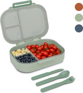 Klarstein Bunko Lunchbox - 3 Vakken - Inclusief 3-delig bestek - 21 X 14,5 X 5,5 cm (Bxhxd)