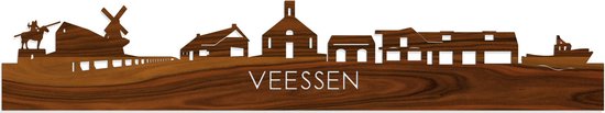 Skyline Veessen Palissander hout - 80 cm - Woondecoratie - Wanddecoratie - Meer steden beschikbaar - Woonkamer idee - City Art - Steden kunst - Cadeau voor hem - Cadeau voor haar - Jubileum - Trouwerij - WoodWideCities