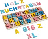 Relaxdays gekleurde houten letters - 208-delig - alfabet - blokletters - knutselspullen