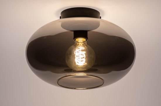 Lumidora Plafondlamp 74016 - Plafonniere - OSLO - E27 - Zwart - Grijs - Metaal - ⌀ 30 cm