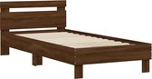 vidaXL - Bedframe - met - hoofdeinde - bewerkt - hout - bruineikenkleur - 90x200 - cm