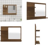 vidaXL Badkamerspiegel 60x10-5x45 cm bewerkt hout bruineikenkleurig - Spiegel - Spiegels - Badkamerspiegel - Badkamer Spiegel
