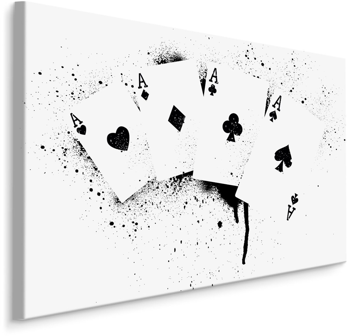 karo-art Schilderij - Azen in zwart/wit, Speelkaarten, Premium Print Multikleur