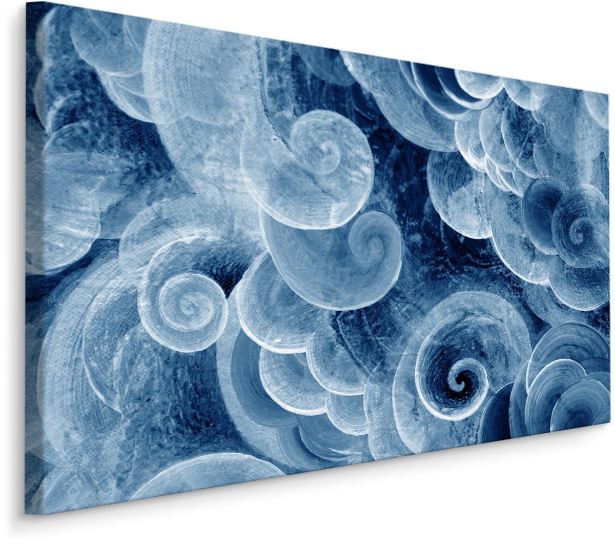 karo-art Schilderij - Abstracte geagiteerde golven, blauw, premium print Multikleur