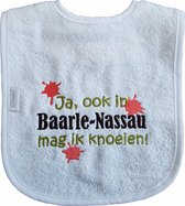 Bavoir Witte avec "Oui, je peux aussi déconner à Baarle- Nassau !" - baby shower, enceinte, cadeau, cadeau de maternité, drôle, cadeau, bébé, texte, nom de lieu, Brabant septentrional