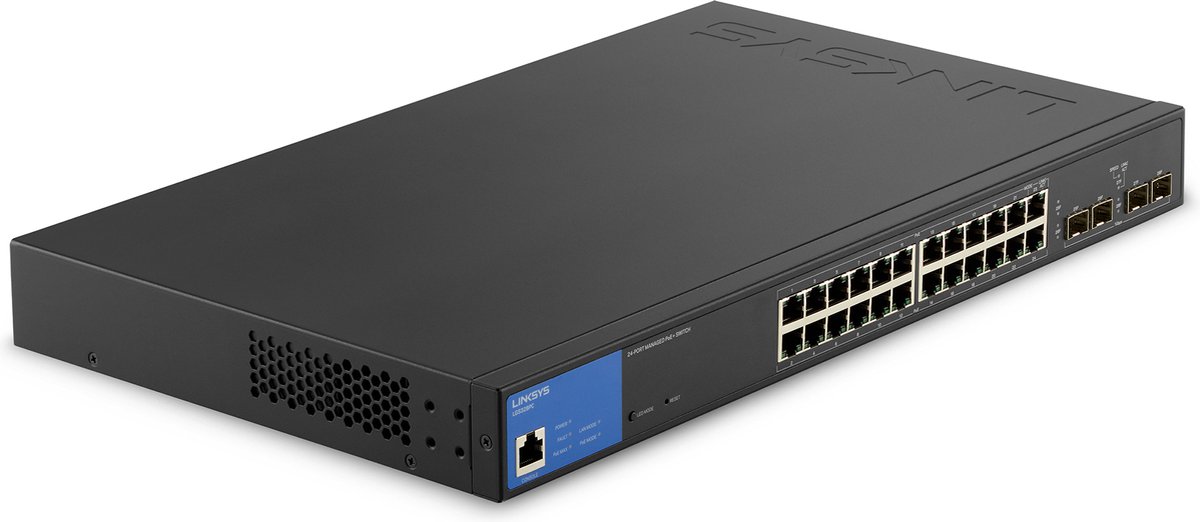 Linksys LGS328PC - Netwerk Switch - Managed - 24 Poorten - PoE+ - Zwart