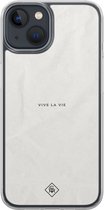 Casimoda® hoesje - Geschikt voor iPhone 13 Mini - Vive La Vie - 2-in-1 case - Schokbestendig - Tekst - Verhoogde randen - Grijs, Transparant