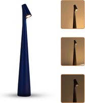 Homezie StandGlow | Staande Tafellamp | Donkerblauw | Uniek Design | Lange Batterijduur | Nachtlamp | Draadloze Lamp