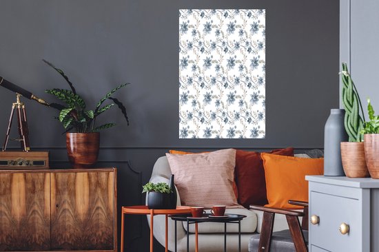 Stickers muraux - Film autocollant - Fleurs - Blauw - Plantes - 60x90 cm - Film adhésif - Stickers muraux Chambre d'enfant - Papier peint autocollant - Papier peint autocollant - Film autocollant