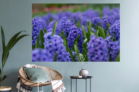 Muurstickers - Sticker Folie - Hyacint - Bloemen - Paars - 120x80 cm - Plakfolie - Muurstickers Kinderkamer - Zelfklevend Behang - Zelfklevend behangpapier - Stickerfolie