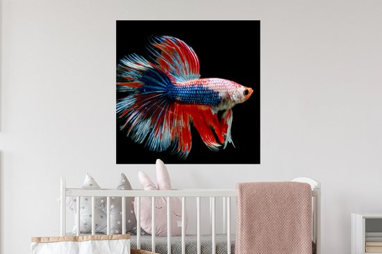 Stickers muraux - Film autocollant - Poisson - Animal marin - Staart - Blauw - 50x50 cm - Film adhésif - Stickers muraux Chambre d'enfant - Papier peint autocollant