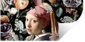 Muurstickers - Sticker Folie - Meisje met de parel - Bloemen - Vermeer - Pastel - Kunstwerk - Schilderij - Oude meesters - 40x20 cm - Plakfolie - Muurstickers Kinderkamer - Zelfklevend Behang - Zelfklevend behangpapier - Stickerfolie