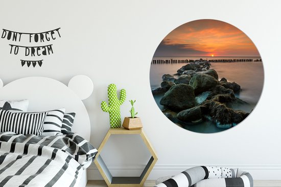 WallCircle - Cercle mural ⌀ 140 - Mer - Soleil - Pierres - Tableaux ronds salon - Tableau mural rond - Décoration murale cercle - Décoration chambre intérieur - Décoration murale cercle mural - Accessoires de maison