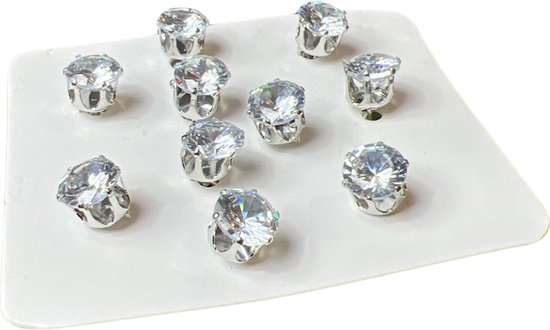 Pin Broche Steek Pin Knopen Strass Diamant Set 10 stuks 0.8 cm / 0.8 cm / Zilver