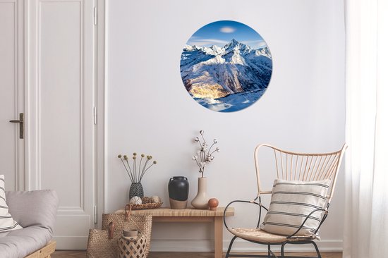 Cercle mural - Cercle mural - Alpes - Berg - Neige - Aluminium - ⌀ 60 cm - Intérieur et Extérieur