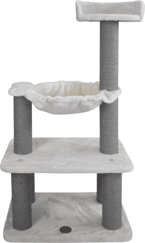 JACK AND VANILLA, Krabpaal Compact en modern design voor katten, multifunctioneel en duurzaam, gemakkelijk te onderhouden, afmetingen 40 x 40 x 75 cm, kleur: crème-grijs, krabpaal model JACK AND VANILLA, Krabpaal Compact en modern design voor katten, multifunctioneel en duurzaam, gemakkelijk te onderhouden, afmetingen 40 x 40 x 75 cm, kleur: crème-grijs, krabpaal model