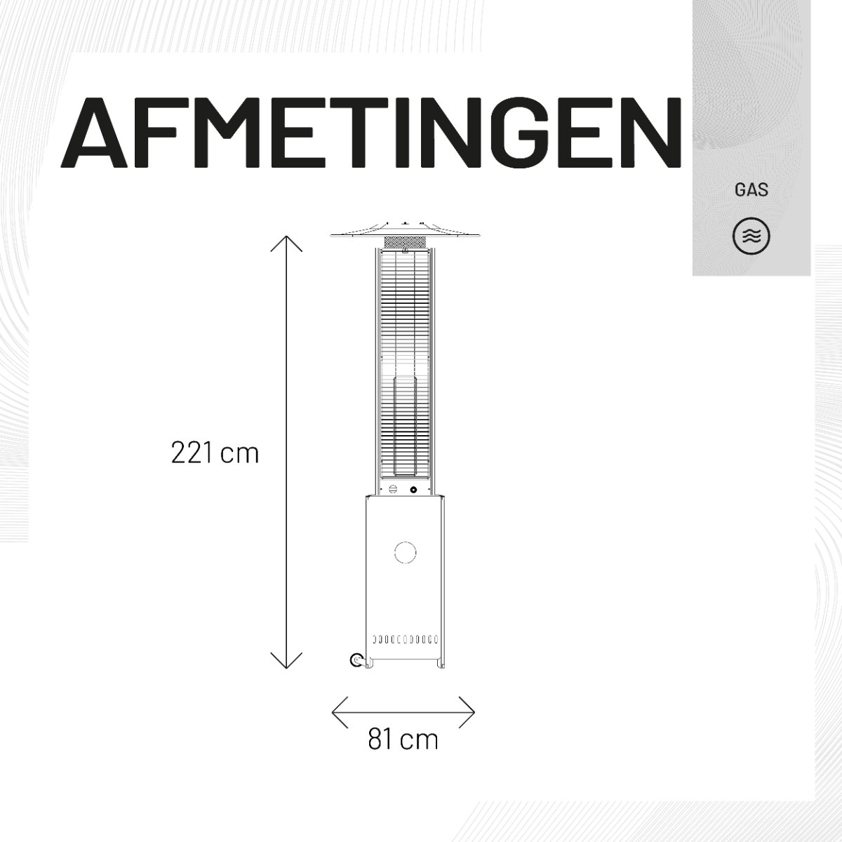 Sunred – Gas flame torch - Gas lijn - Zwart - Staand model - Terrasverwarmer - Gas - 12000 W – Verschillende standen - Elektrische ontsteking - Gas heater - Compleet: incl. gasdrukregelaar & slang – foto 3