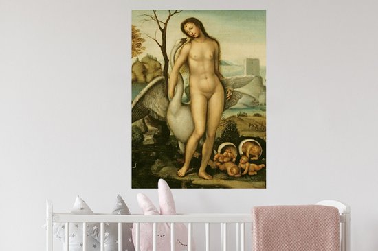 Stickers muraux - Film autocollant - Léda et le cygne - Leonardo de Vinci - 60x80 cm - Film adhésif - Stickers muraux muraux Chambre d'enfant - Papier peint autocollant - Papier peint autocollant - Film autocollant