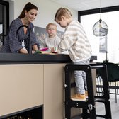 Jindl houten montessori leertoren 2-in-1 zwart - Het handige hulpje in de keuken - Ook als tafeltje met stoeltje te gebruiken