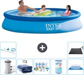 Intex Rond Opblaasbaar Easy Set Zwembad - 366 x 76 cm - Blauw - Inclusief Pomp Solarzeil - Onderhoudspakket - Filter - Grondzeil - Schoonmaakset - Solar Mat