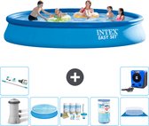 Intex Rond Opblaasbaar Easy Set Zwembad - 457 x 84 cm - Blauw - Inclusief Pomp Solarzeil - Onderhoudspakket - Filter - Grondzeil - Stofzuiger - Warmtepomp