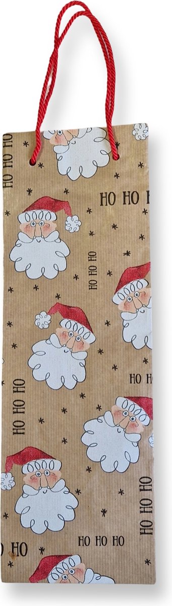 3 Luxe Fles Cadeauverpakkingen kerstman - 36x12x9,5cm - Cadeautasjes