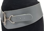 Thimbly Belts Dames afhangriem licht grijs - dames riem - 5.5 tot 11 cm breed - Licht Grijs - Echt Leer - Taille: 95cm - Totale lengte riem: 110cm