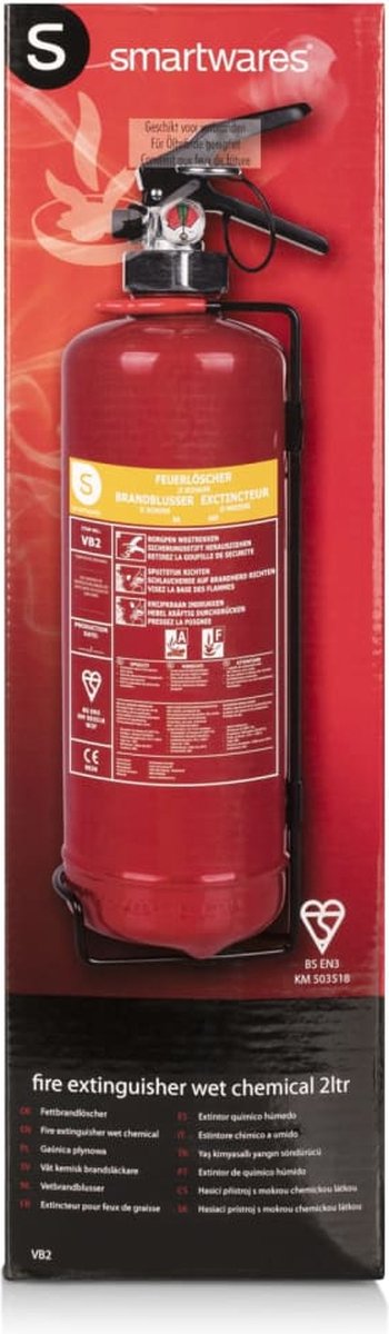 Smartwares FEX-15420 - Vetbrandblusser 2L - Incl ophangbeugel - Brandklasse AF -