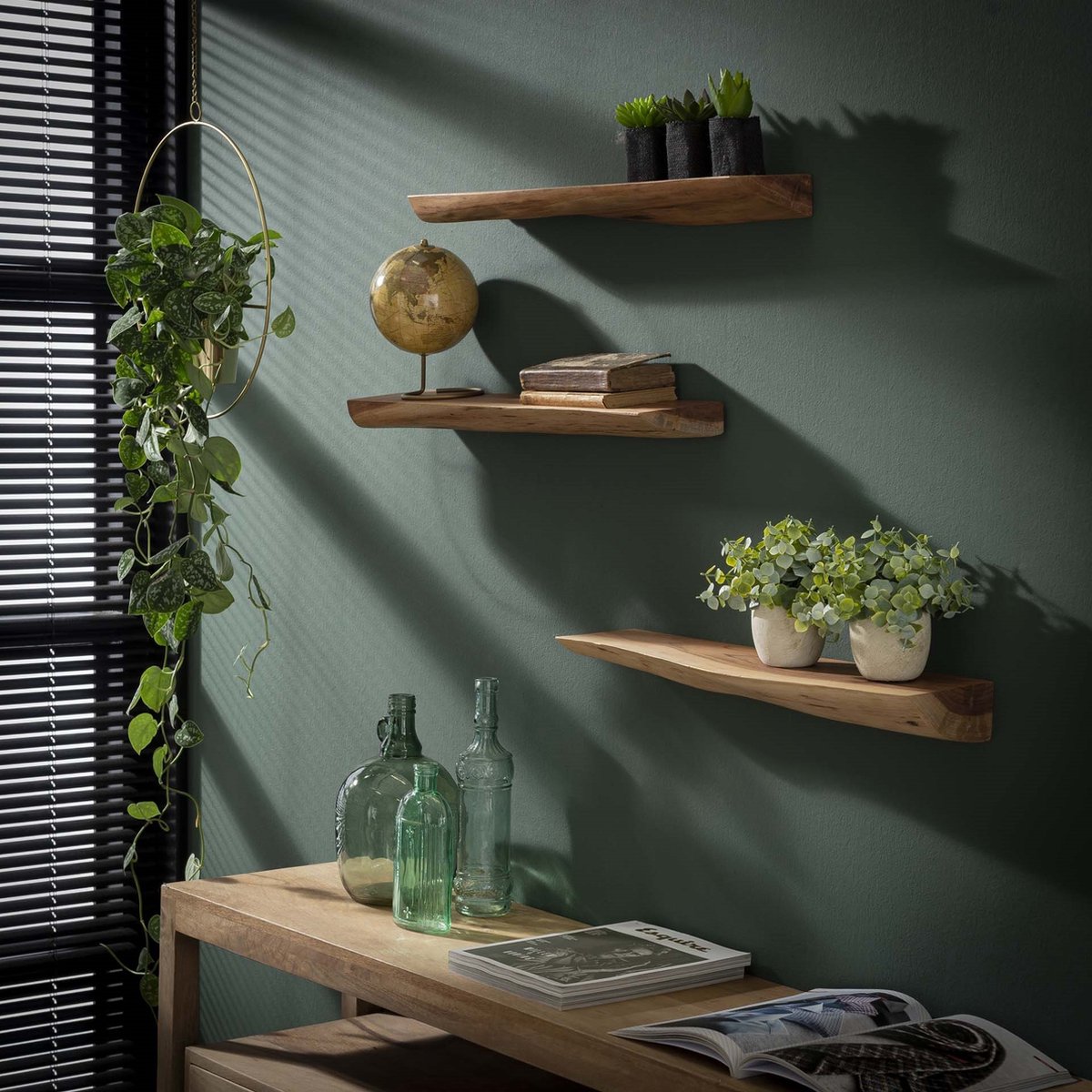 Wandplanken Set Boomstam Acacia Hout 3 Stuks